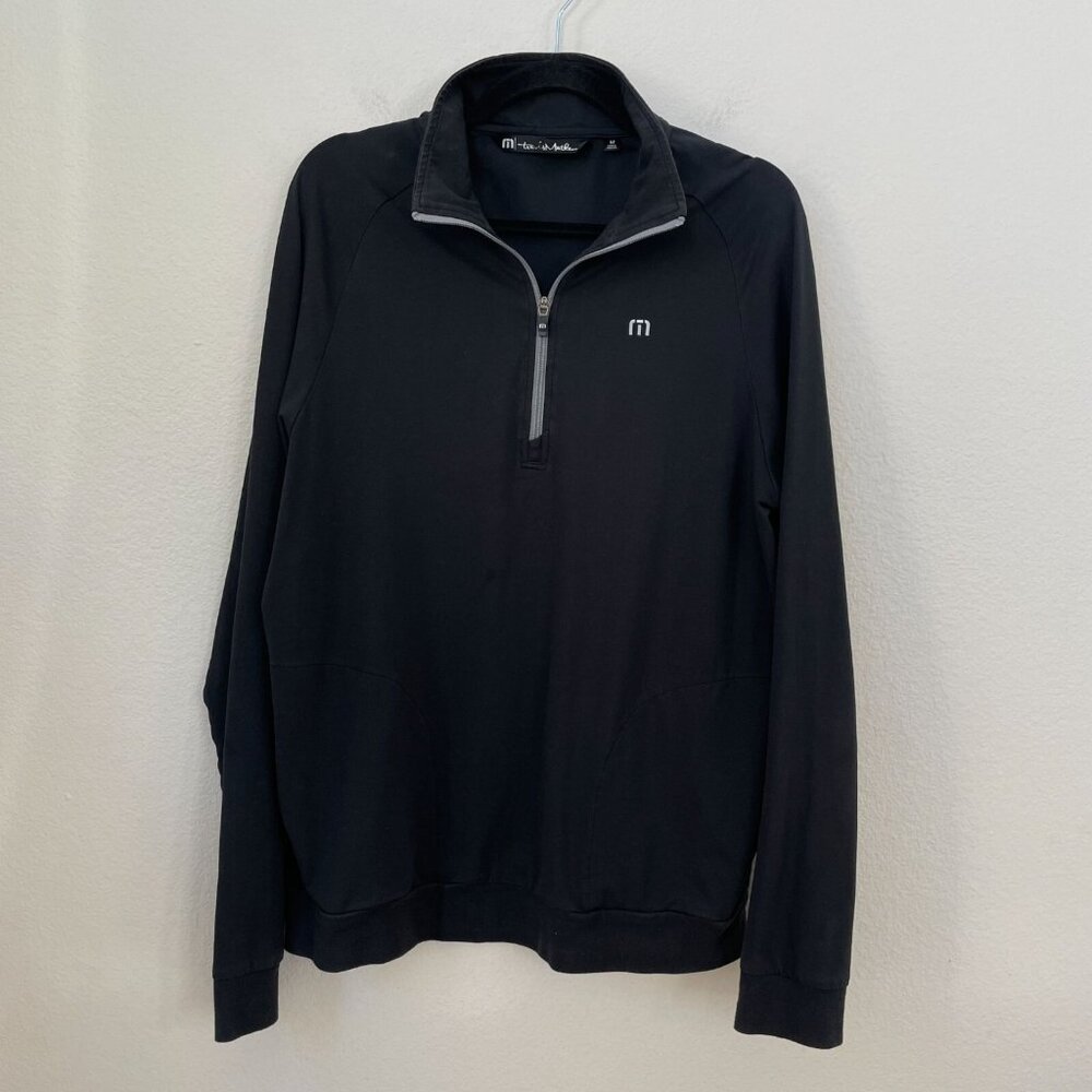 Travis Mathew Mens Medium Black Quarter Zip Pullover Sweatshirt‎